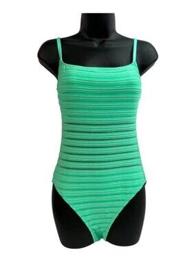 NWOT La Blanca Fluid Lines Lingerie One Piece w/Mesh Details Seafoam Green Sz 6
